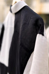 Black & Beige Color Block Button-Down Collared Shirt – Half Sleeve Casual Office Wear