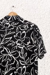 Black Floral Print Button-Down Shirt – Half Sleeve Casual Collared Top